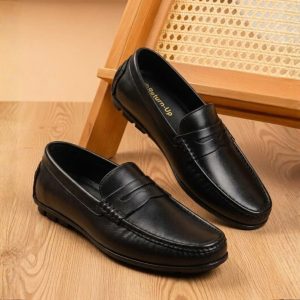 Genuine Leather Loafer For Men ! Black Shattle ! - L113
