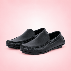 Genuine Leather Loafer For Men ! Plain Black ! - L001