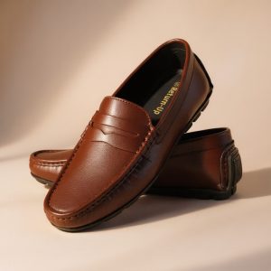 Genuine Leather Loafer For Men ! Brown Shattle ! - L114