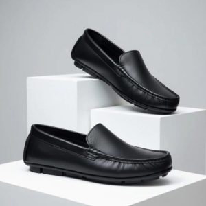 Genuine Leather Loafer For Men ! Plain Black ! - L111